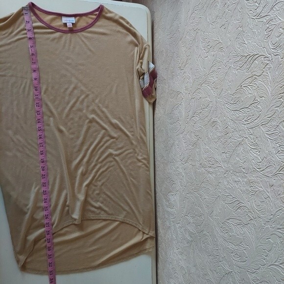 LuLaRoe Irma tunic top yellow ringer oversized short sleeve modest XXS - Picture 8 of 8